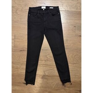 FRAME Le Skinny de Jeanne Jeans Film Noir‎ Black Raw Hem Size 29 LSJRS403
